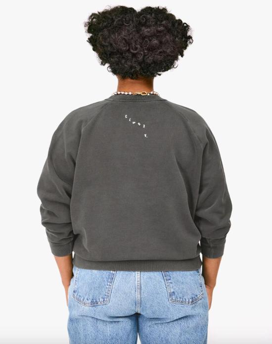  클레어 브이 긴팔 티셔츠 Clare V. Iconique 스웨트셔츠 워시드 블랙 - CLEARE V.