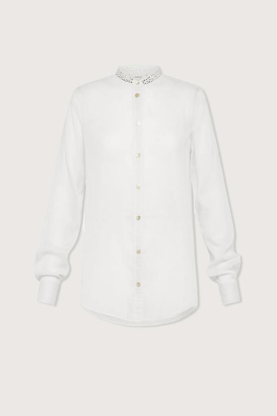  포르테포르테 셔츠 포르테 포르테 코튼/실크 부일 크리스털 셔츠 화이트