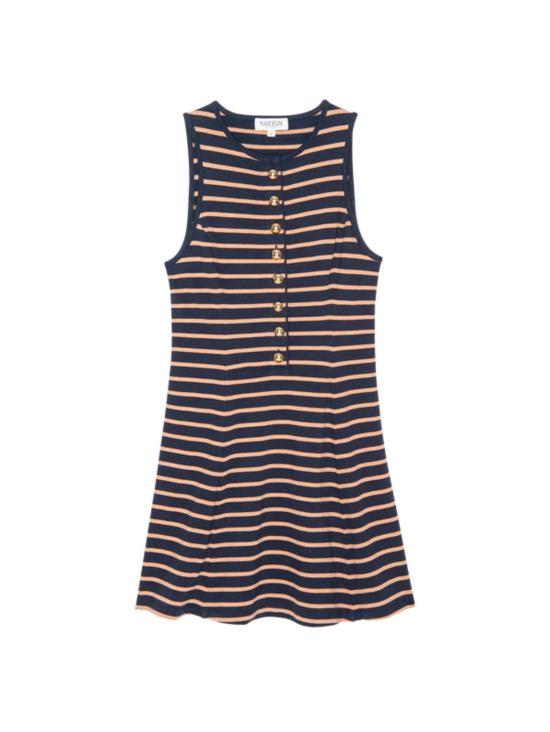  네이션 리미티드 숏 원피스 제이나 드레스 라떼 스트라이프 - NATION LTD