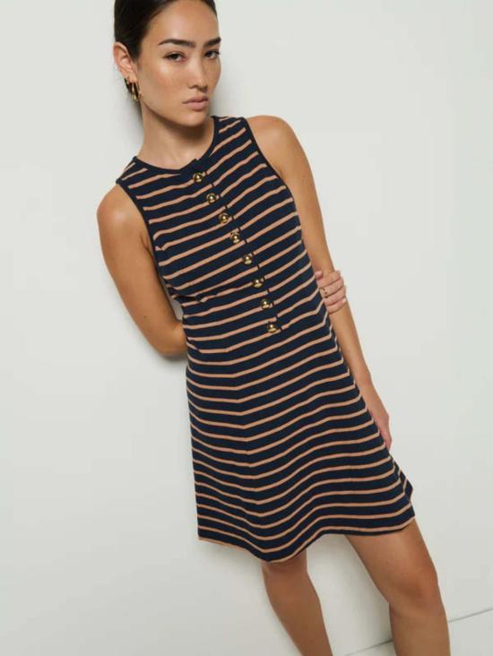  네이션 리미티드 숏 원피스 제이나 드레스 라떼 스트라이프 - NATION LTD