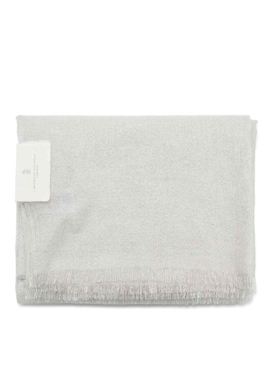  브루넬로 쿠치넬리 메탈릭 프린지 머플러/스카프 MSCDAR097C159 Silver