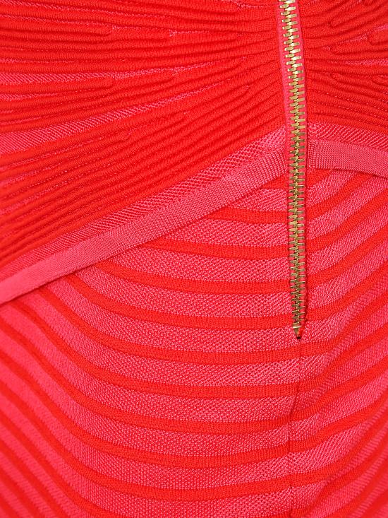 25SS 발망 미디 스커트 EF0LC047KI38 OKO FUXIA RED - BALMAIN