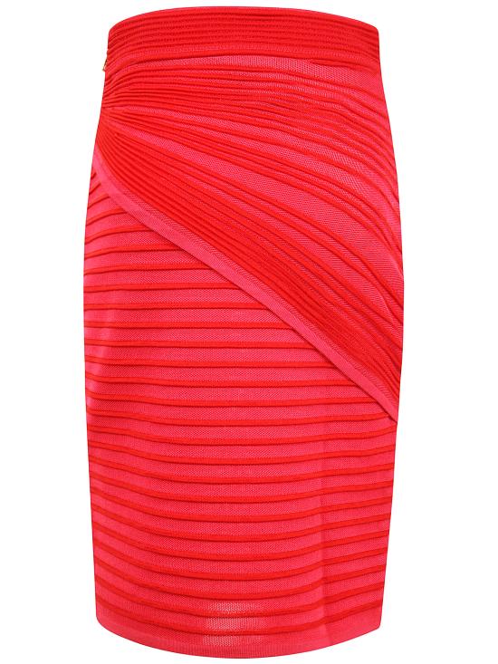 25SS 발망 미디 스커트 EF0LC047KI38 OKO FUXIA RED - BALMAIN