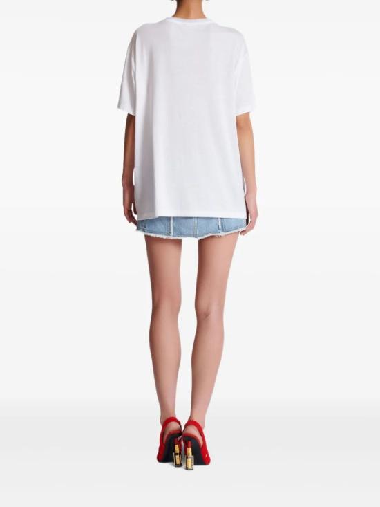 25SS 발망 반팔 티셔츠 EF0EG129GE86 GRR WHITE BLACK RED - BALMAIN