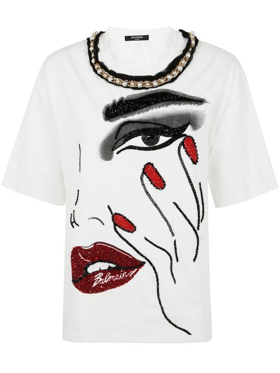  발망 반팔 티셔츠 EF0EG135PC93 GRR WHITE BLACK RED