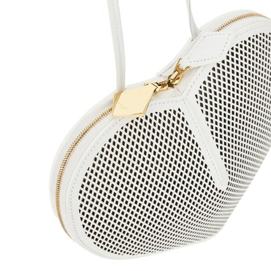 알라이아 크로스백 ALAIA 'Le Coeur' 그물 모티브 가죽 가방 여성 화이트 - ALAIA