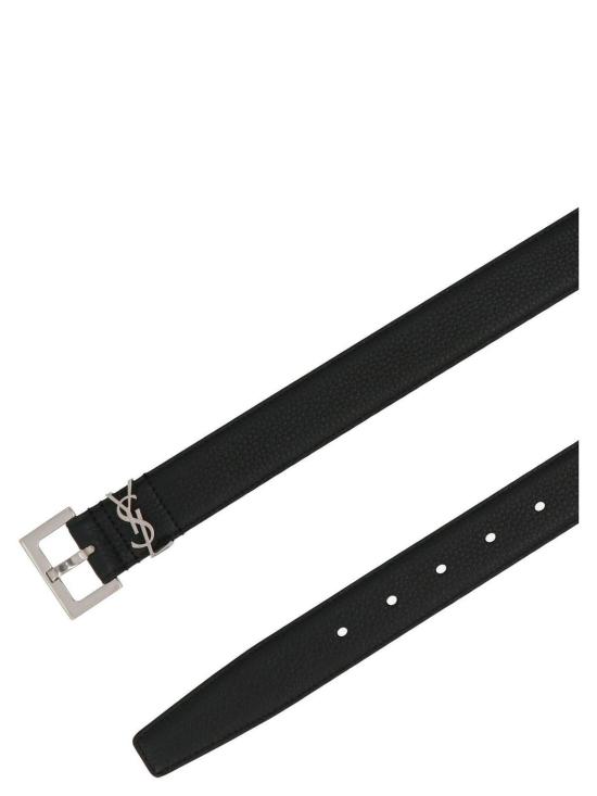  생로랑 티니 모노그램 그레인 레더 가죽 벨트 634440DTI0E1000 Black - SAINT LAURENT