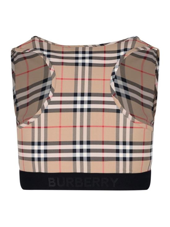  버버리 체크 패턴 로고 브라탑 민소매 티셔츠 8049477 Beige - BURBERRY