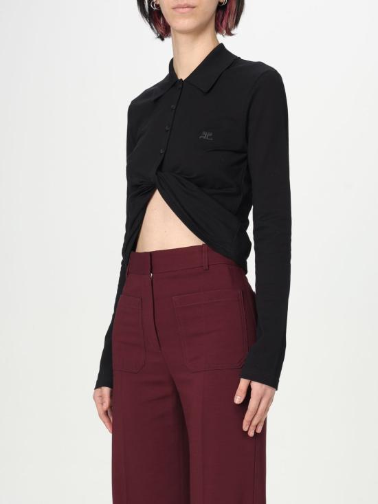 25FW 쿠레쥬 폴로 티셔츠 225JPO048JS0193 9999 Black - COURREGES