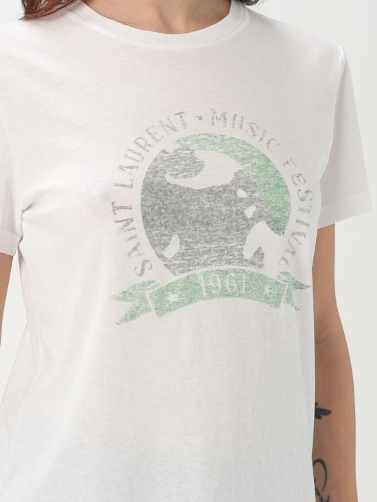 25FW 생로랑 반팔 티셔츠 817047Y37YJ 9010 White - SAINT LAURENT