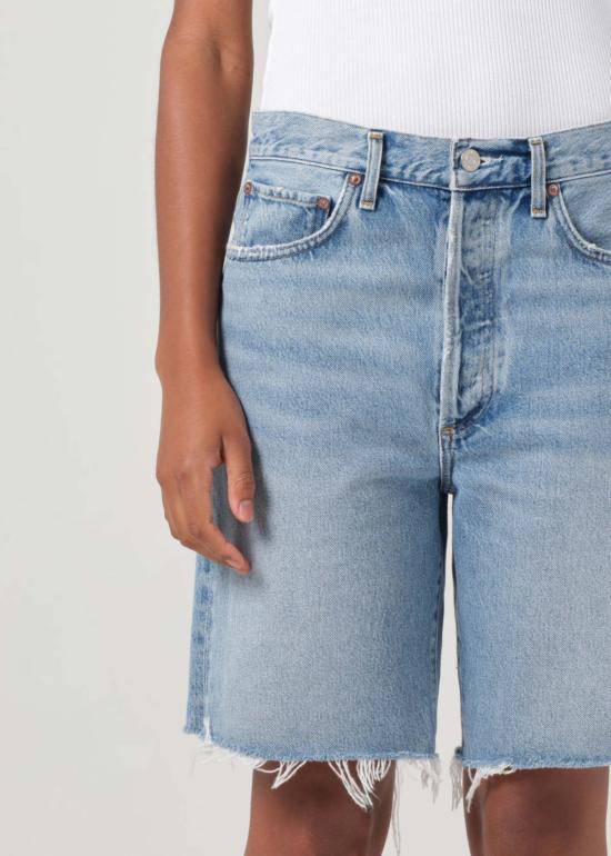  에이골디 데님 숏팬츠 아골드 90년대 데님 쇼트 에이지드 라이트 인디고 - AGOLDE