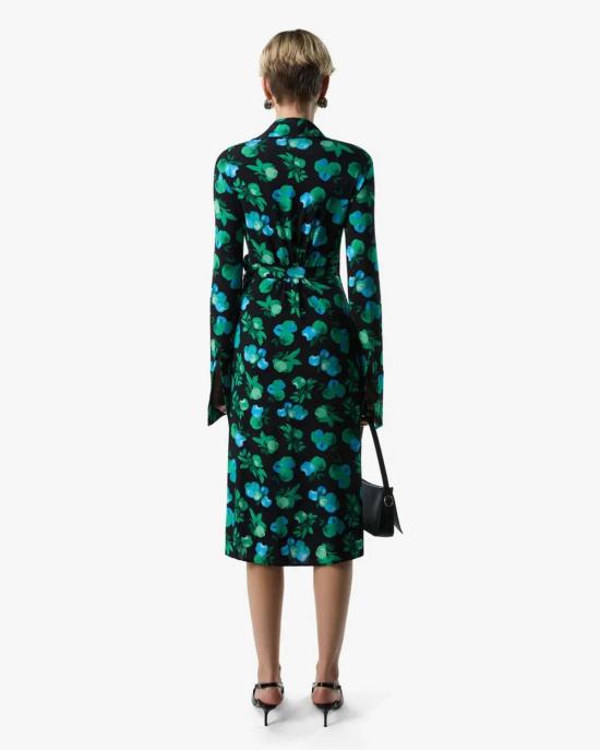  코페르니 롱 원피스 Coperni C 로고 프린트 랩 블라우스 드레스 프린트 블루 애플 - COPERNI