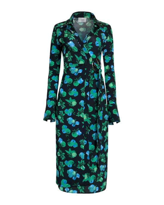  코페르니 롱 원피스 Coperni C 로고 프린트 랩 블라우스 드레스 프린트 블루 애플