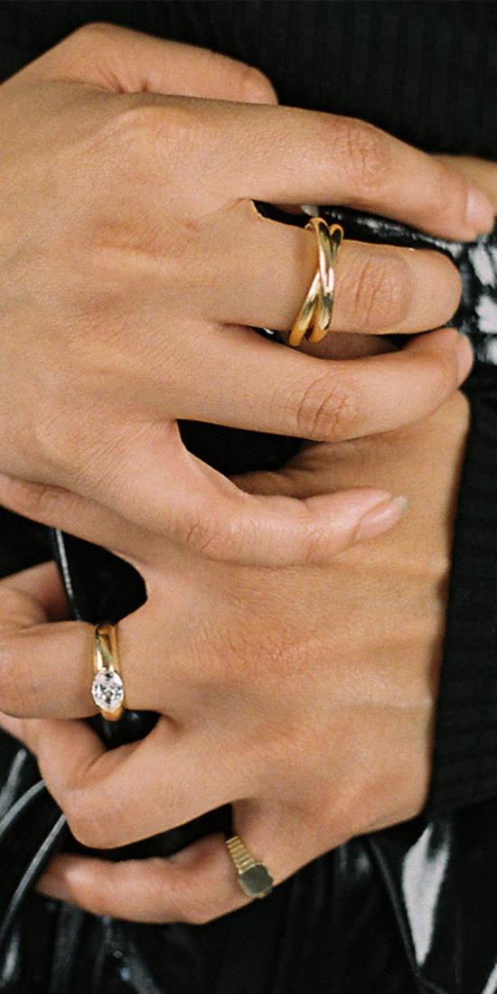  로렌 스튜어트 반지 링크드 패트 밴드 링 골드