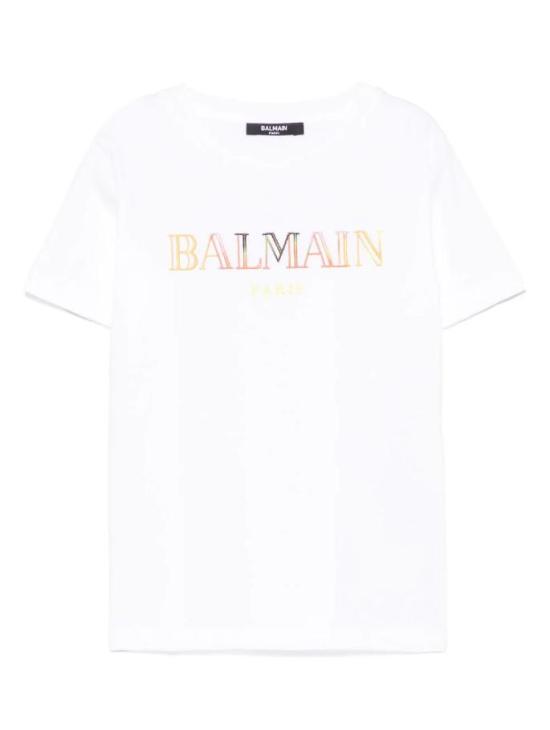 25SS [키즈] 발망 티셔츠 BW8Q41 Z0082 100MC White