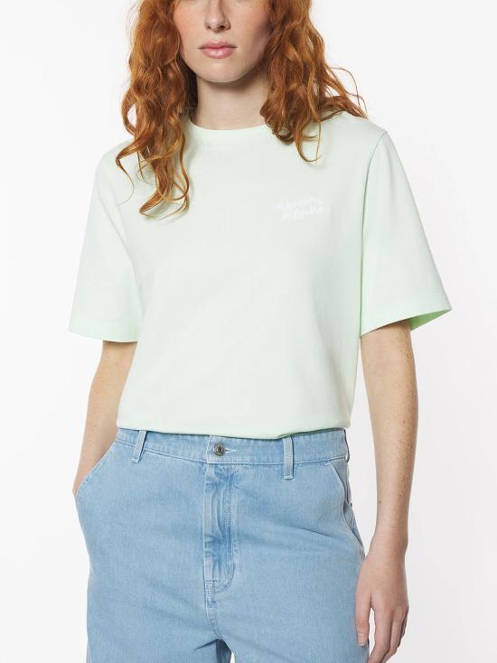  메종키츠네 핸드라이팅 컴포트 티셔츠 MW00126KJ0119 0128 MINT ICE DOM - MAISON KITSUNE