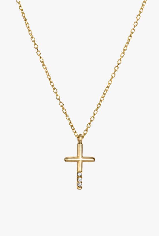  제니 권 디자인스 목걸이/팬던트 제니 권 디자인 다이아몬드 크로스 네크리스 14K 옐로우 골드/화이트 다이아몬드