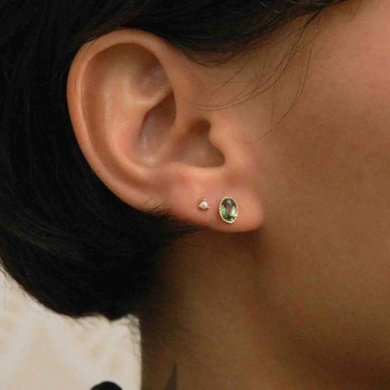  제니 권 디자인스 이어링 제니 권 디자인 그린 사파이어 오벌 위스프  14K 옐로우/14K 로즈/14K 화이트 - JENNIE KWON DESIGNS