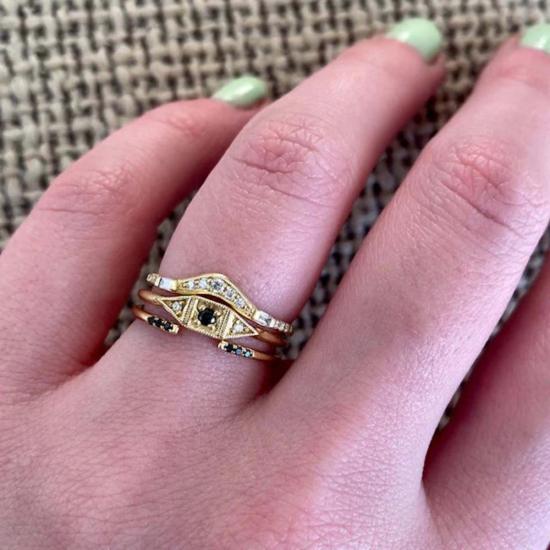  제니 권 디자인스 반지 제니 권 디자인 미니 데코 포인트 링 블랙 다이아몬드 - JENNIE KWON DESIGNS