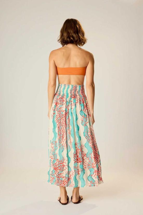  나탈리 마틴 롱 스커트 벨라 스커트 코럴 웨이브 터키석 - NATALIE MARTIN