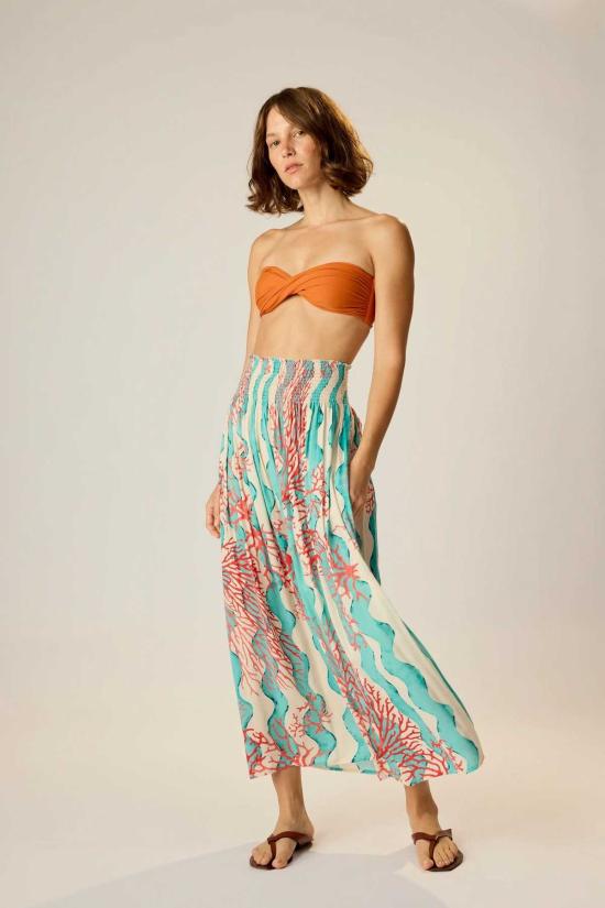  나탈리 마틴 롱 스커트 벨라 스커트 코럴 웨이브 터키석