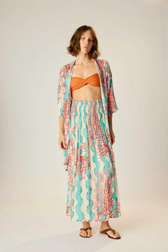  나탈리 마틴 롱 스커트 벨라 스커트 코럴 웨이브 터키석 - NATALIE MARTIN