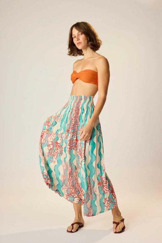  나탈리 마틴 롱 스커트 벨라 스커트 코럴 웨이브 터키석 - NATALIE MARTIN