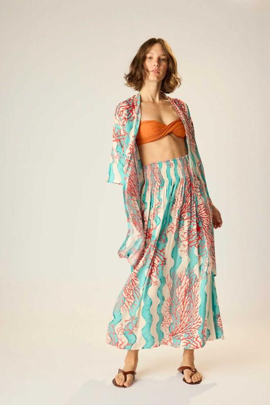  나탈리 마틴 롱 스커트 벨라 스커트 코럴 웨이브 터키석 - NATALIE MARTIN