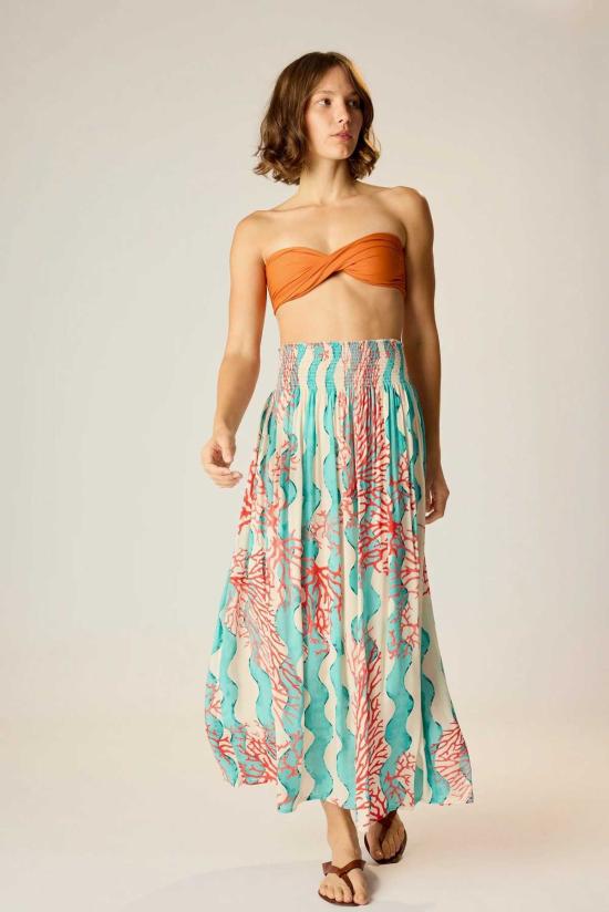  나탈리 마틴 롱 스커트 벨라 스커트 코럴 웨이브 터키석 - NATALIE MARTIN
