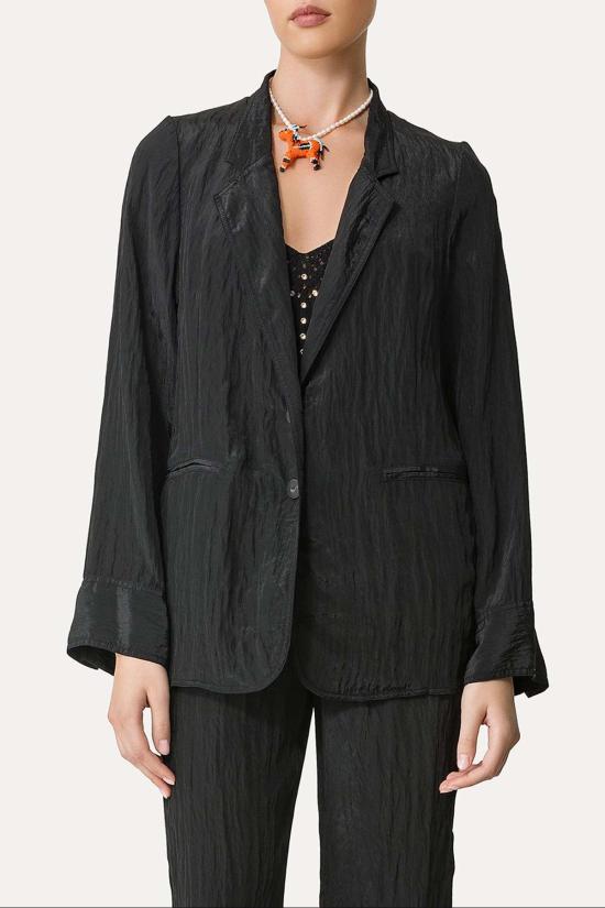  포르테포르테 자켓 포르테 포르테 새틴 오버사이즈 재킷 누아르 - FORTE FORTE