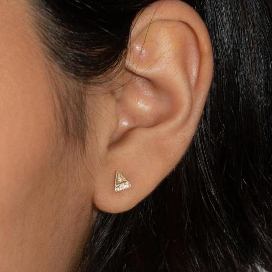  제니 권 디자인스 이어링 제니 권 디자인 다이아몬드 데코 포인트 트라이앵글 스터드 싱글  14k 골드/화이트 다이아몬드