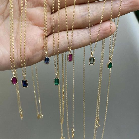  제니 권 디자인스 목걸이/팬던트 제니 권 디자인 오벌 그린 사파이어 위스프 네크리스 14K 옐로우 골드 - JENNIE KWON DESIGNS