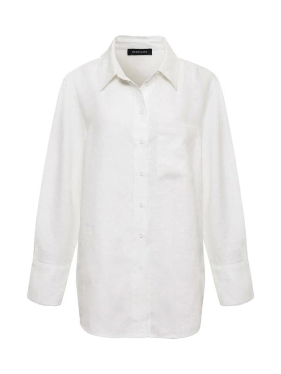  Sanctuary 셔츠 릴렉스 리넨 셔츠 화이트 - SANCTUARY