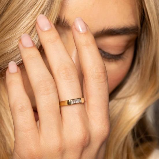  에리네스 반지 다이아몬드 바게트 스테이플 링 14K 골드 - ERINESS