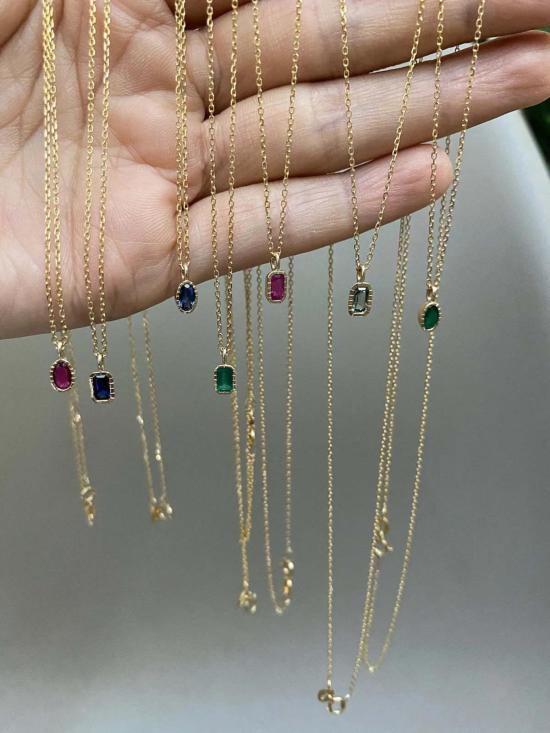  제니 권 디자인스 목걸이/팬던트 제니 권 디자인 오벌 블루 사파이어 위스프 네크리스 14K 옐로우 골드 - JENNIE KWON DESIGNS