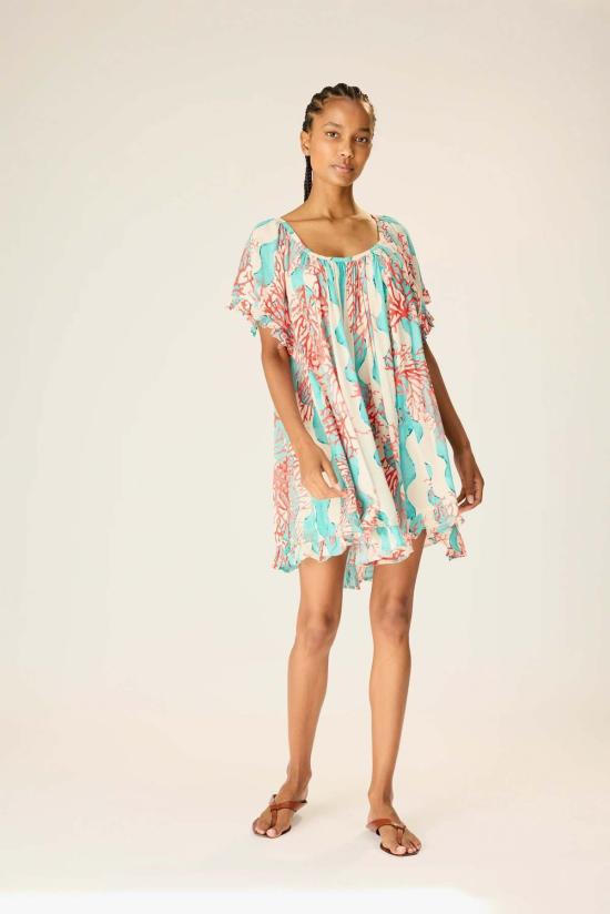  나탈리 마틴 숏 원피스 마리나 드레스 코럴 웨이브 터키석 - NATALIE MARTIN