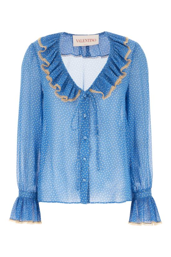 25SS 발렌티노 가라바니 MICRO POIS 마이크로포이즈 블라우스  6B0AB7H19B7 DEP CERULIA BETULLA