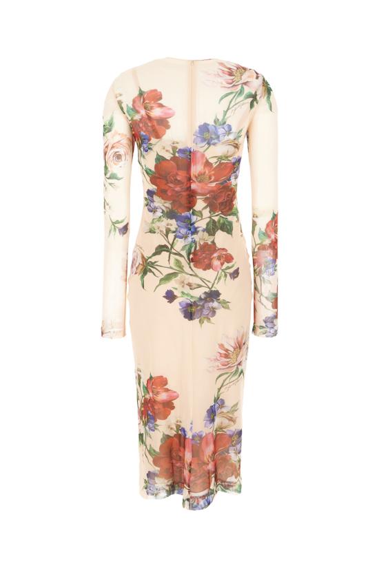 25SS 돌체앤가바나 미디 원피스 F6IAPTFSUBV H25PR BOUQUETFIORIANTICHIFONDONUDE - DOLCE & GABBANA