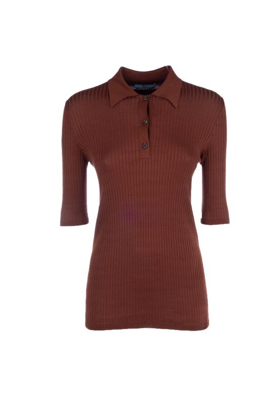 25SS 프라다 폴로 티셔츠 P24N2U16SU F0033 Ruggine