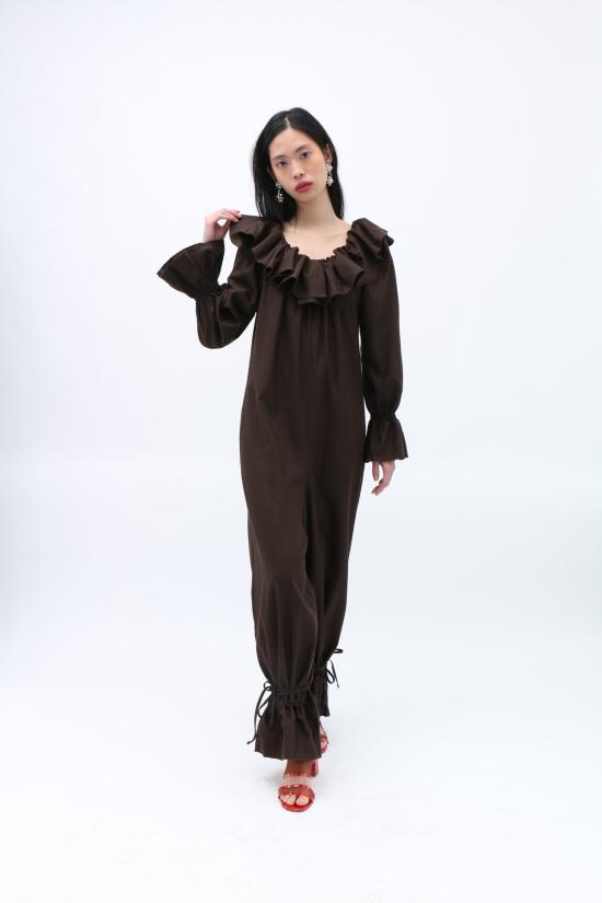  베이스레인지 롱 원피스 베이스렌지 포베아 수잔  딥 브라운