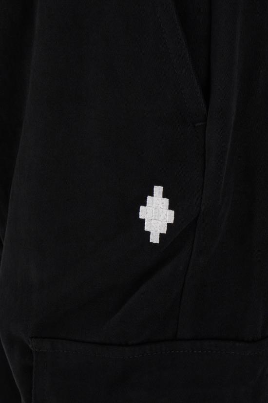  마르셀로 불론 스트레이트 팬츠 CMCF014S24FAB001 1001 BLACK WHITE - MARCELO BURLON