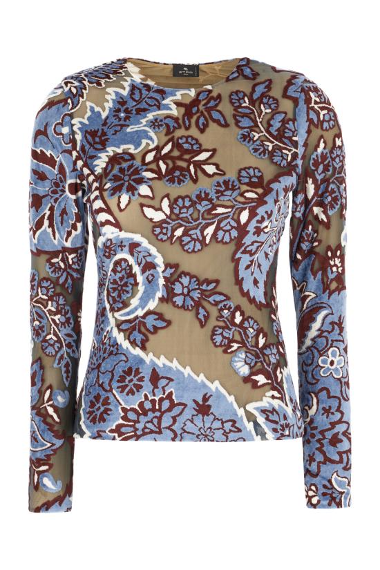 24FW 에트로 긴팔 티셔츠 WRJA003899JD03 S9880 MULTICOLOR FONDO AZZURRO