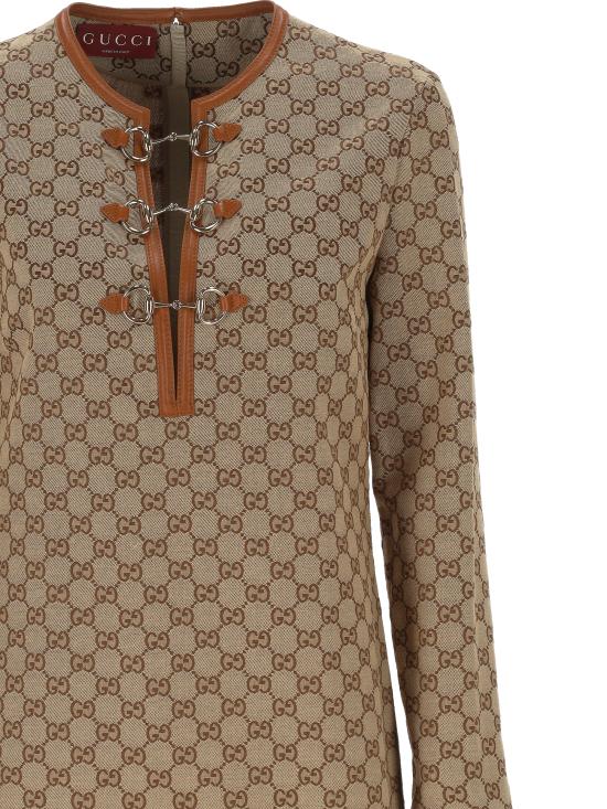 25SS 구찌 숏 원피스 820404 Z8BZA2190 CAMEL EBONY - GUCCI