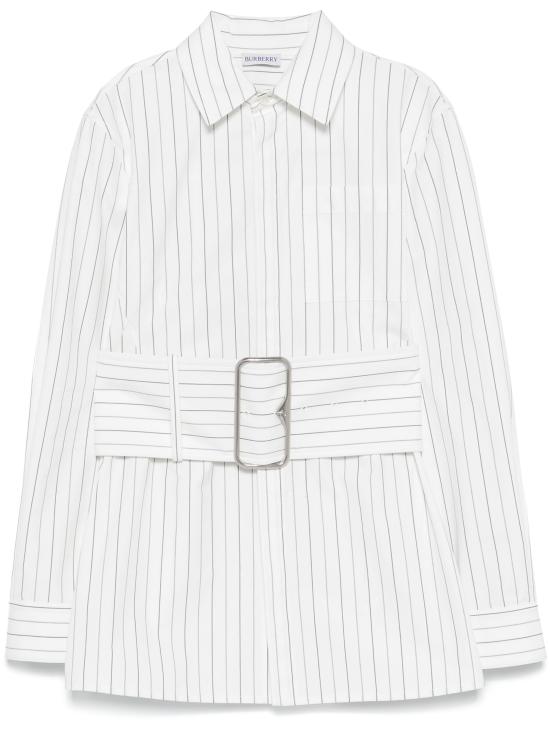 25SS 버버리 레귤러 핏 스트라이프 코튼 셔츠 스트링 콜 8103514 X STRING COAL