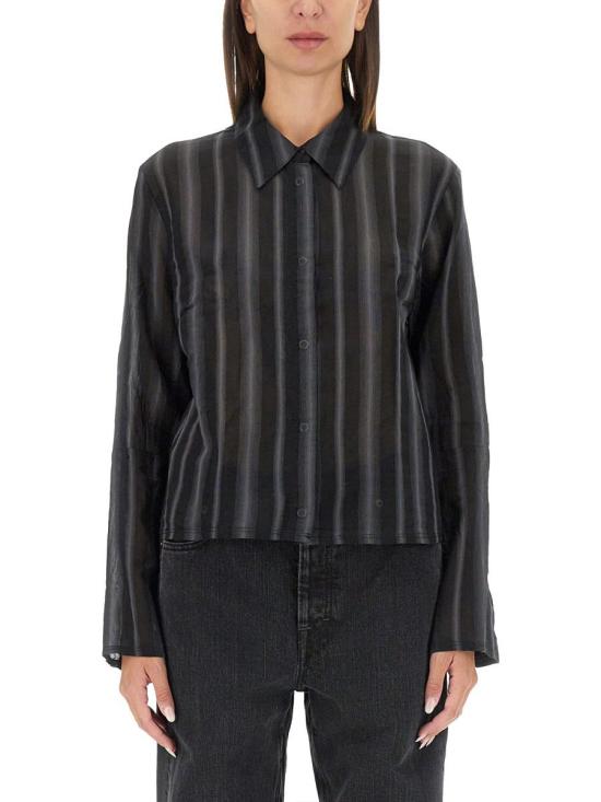 24FW 아워레가시 셔츠 W4242AN NOIRSTRIPESHEERCOTTONSILK Black