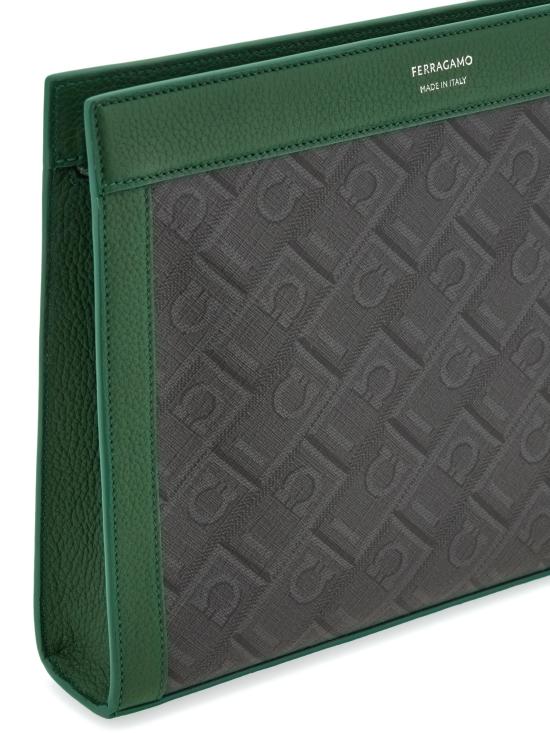 25SS 살바토레 페라가모 클러치/파우치 241664 779698 NERO FOREST GREEN - SALVATORE FERRAGAMO