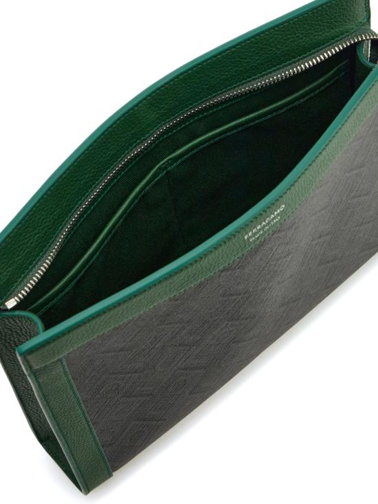 25SS 살바토레 페라가모 클러치/파우치 241664 779698 NERO FOREST GREEN - SALVATORE FERRAGAMO