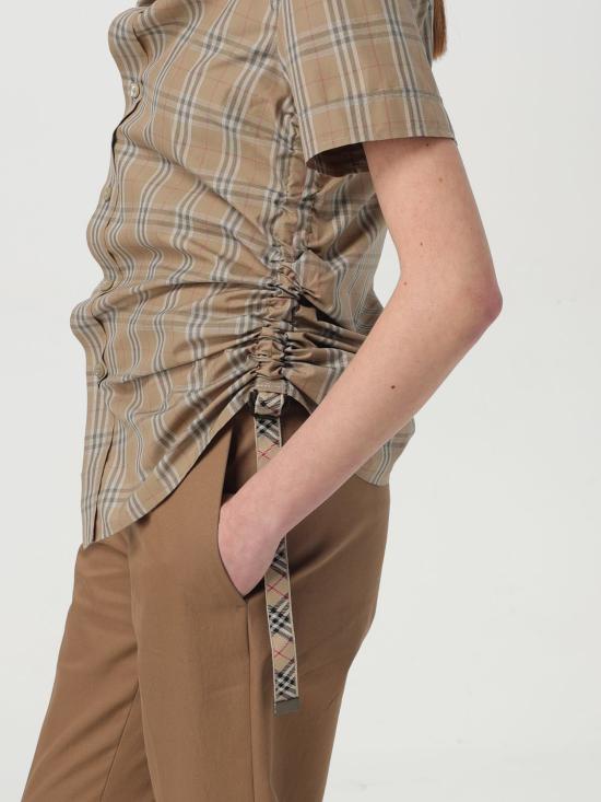 25FW 버버리 슬림 핏 체크 코튼 셔츠 8107968 Beige - BURBERRY