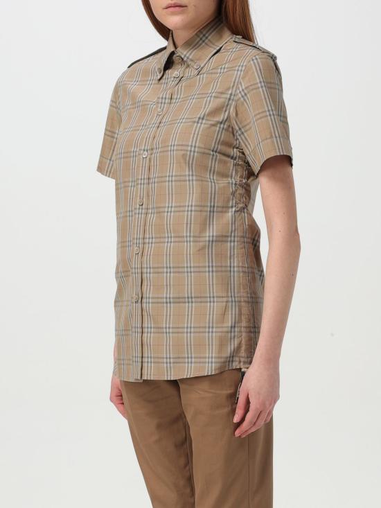 25FW 버버리 슬림 핏 체크 코튼 셔츠 8107968 Beige - BURBERRY