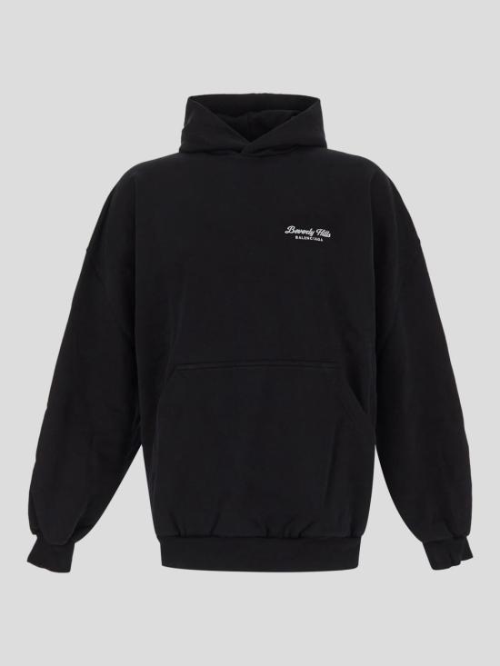 25SS 발렌시아가 후드 티셔츠 739024 TQVS79034 Washed black white